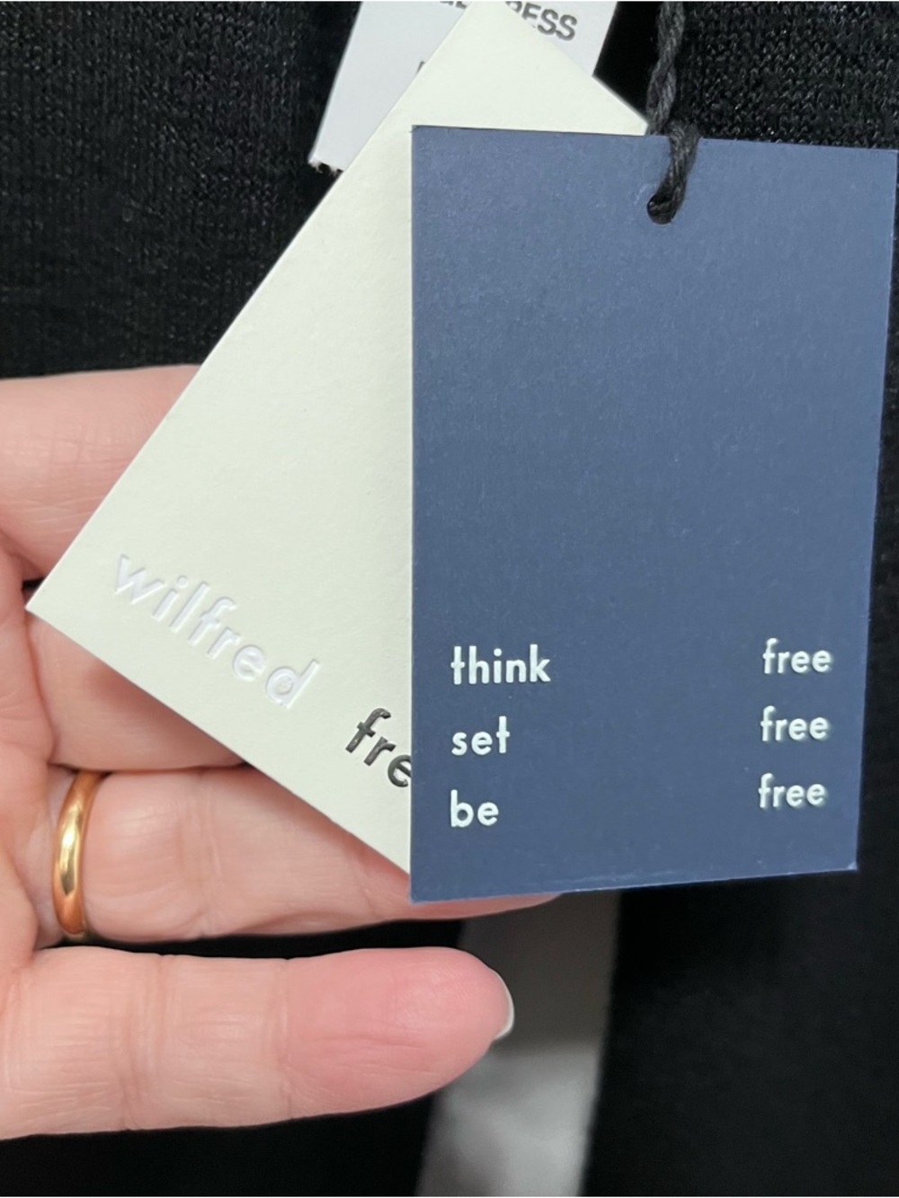 NWT Wilfred Free Legge Dress – Black Off-the-Shoulder Mini Dress – Size Medium - Picture 6 of 12